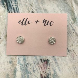 Sterling Silver Rose Stud Earrings